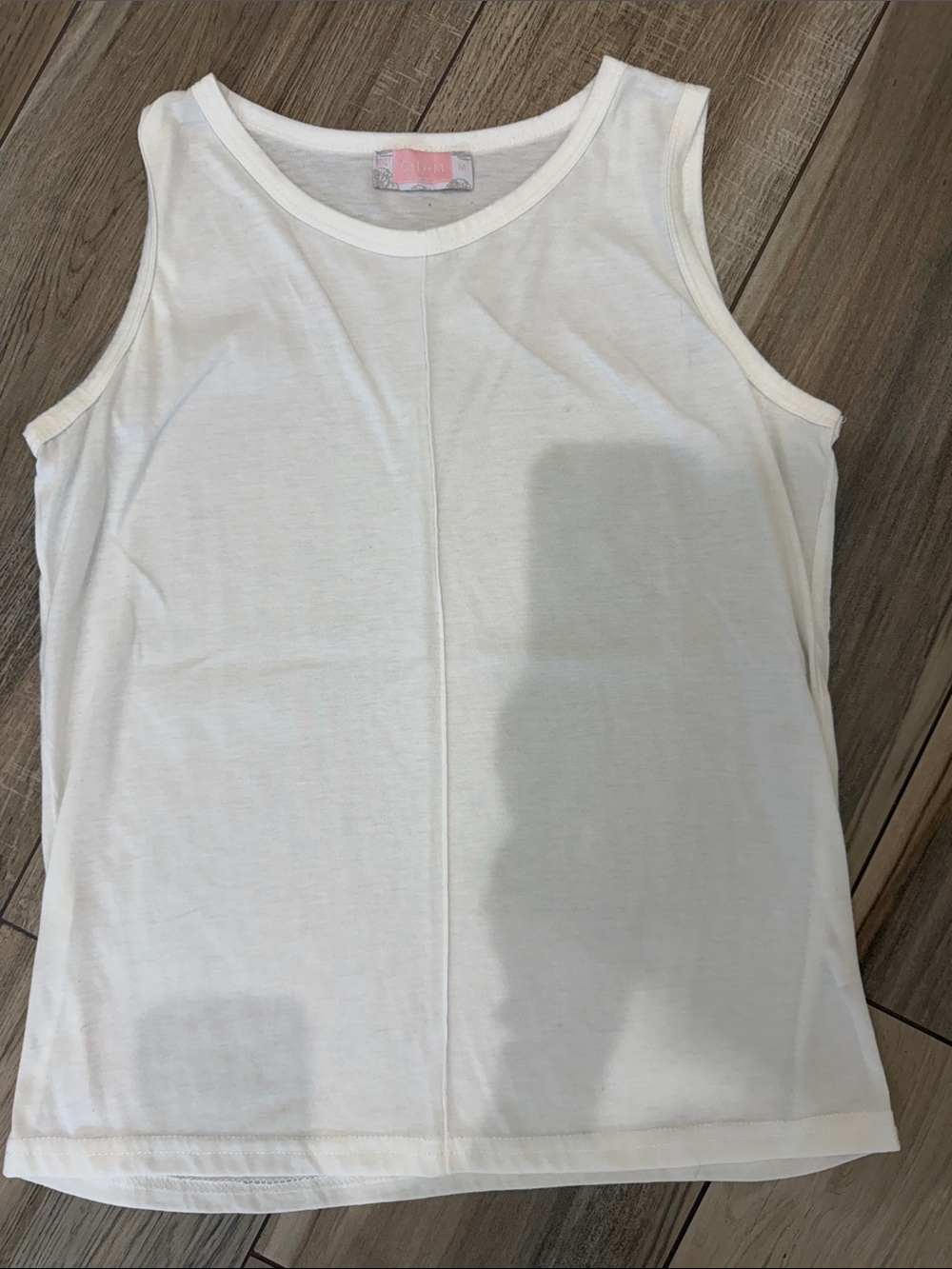 Women's White Sleeveless Tank with Center Seam